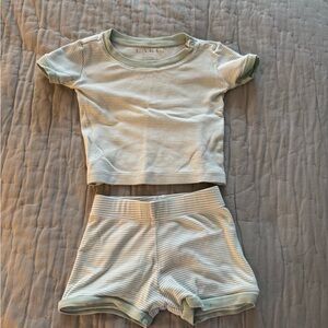 LAKE Kids Striped Green Short Sleeve Set